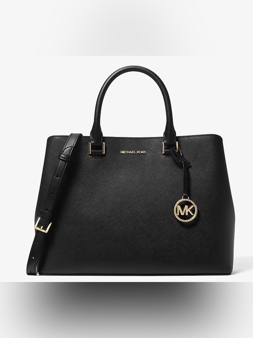 Michael Kors Black Saffiano Satchel with Gold Hardware